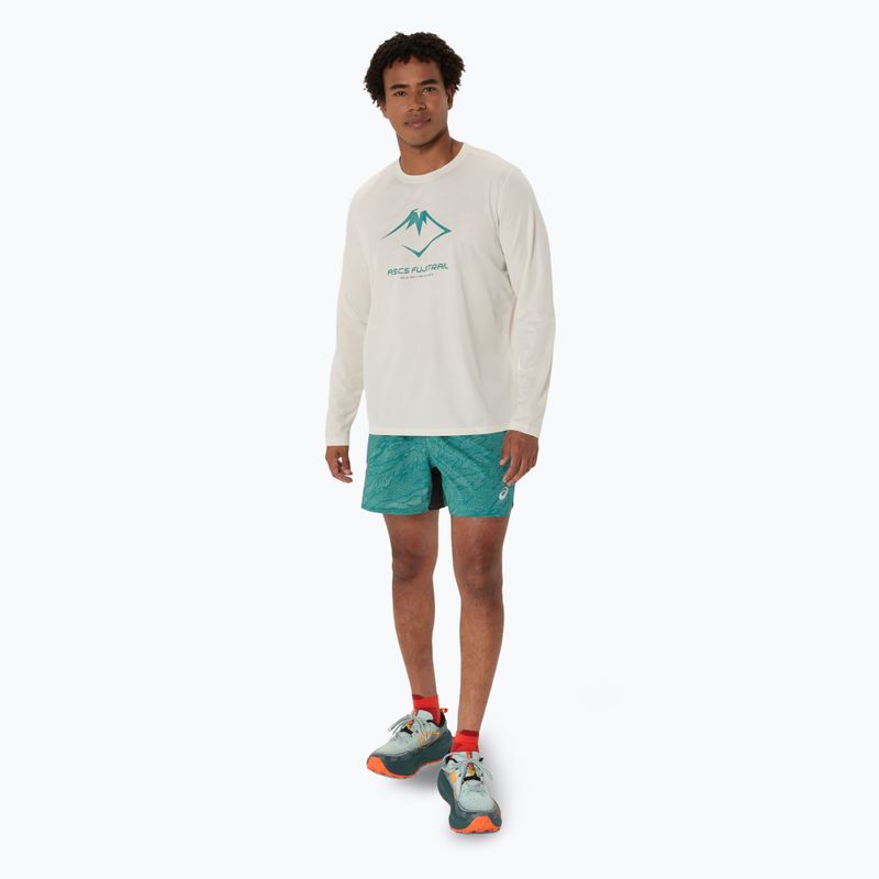 Pánske bežecké tričko Longsleeve ASICS Fujitrail Logo birch/white sage/rainy lake 2