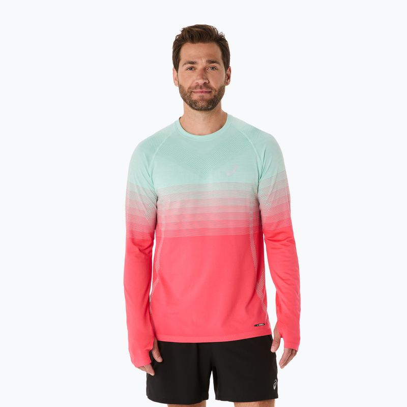 Pánske bežecké tričko Longsleeve ASICS Seamless coral reef/oasis green