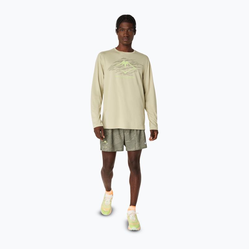 Pánske bežecké tričko longsleeve ASICS Fujitrail Logo LS khaki 2