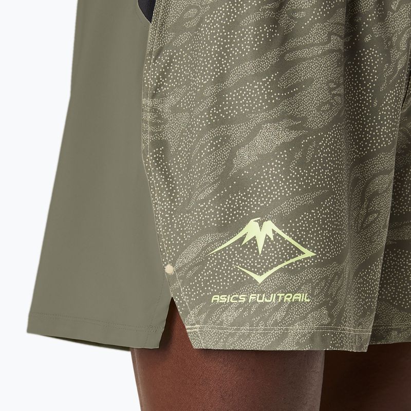 Pánske bežecké šortky ASICS Fujitrail All Over Print 5IN mantle green 5