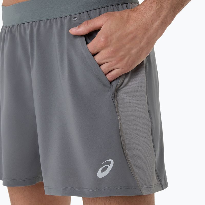 Pánske bežecké šortky ASICS Road 5IN clay grey/steel grey/illuminate green 5