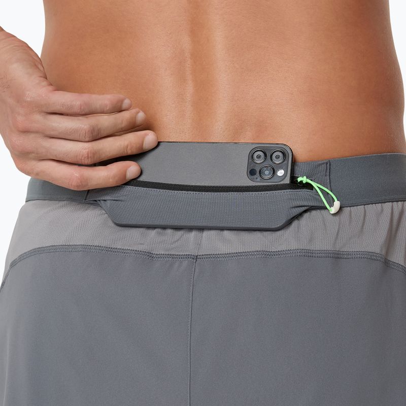 Pánske bežecké šortky ASICS Road 5IN clay grey/steel grey/illuminate green 8