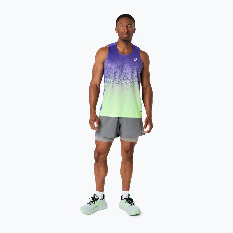 Pánske bežecké tričko ASICS Road Fade Singlet cobalt burst/illuminate green 2