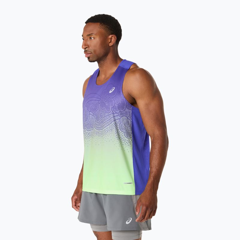 Pánske bežecké tričko ASICS Road Fade Singlet cobalt burst/illuminate green 4