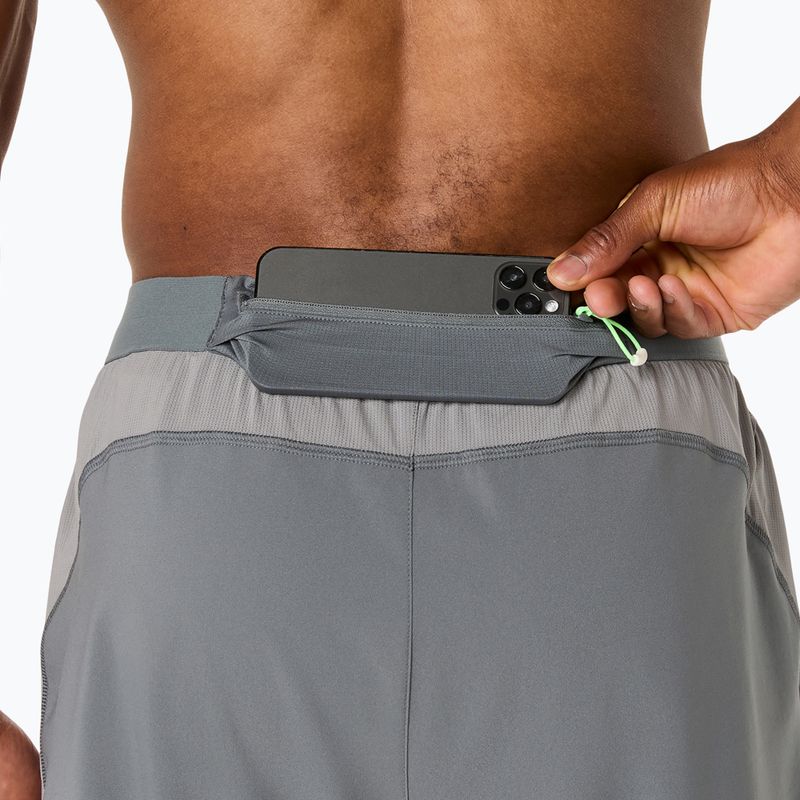 Pánske bežecké šortky ASICS Road 2N1 5IN clay grey/steel grey/illuminate green 9