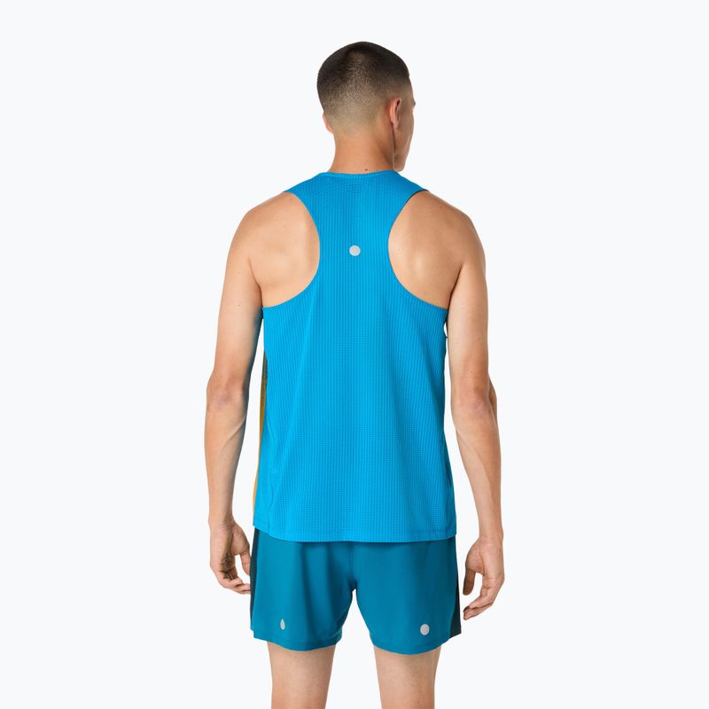 Pánske bežecké tričko ASICS Road Fade Singlet Aegean Blue/Yamabuki 3