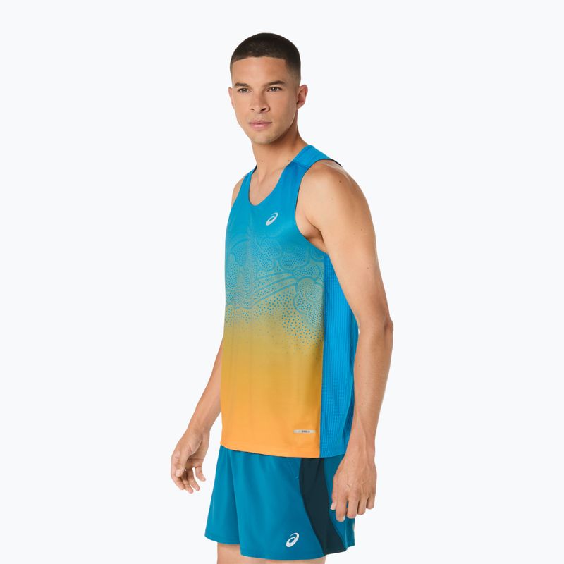 Pánske bežecké tričko ASICS Road Fade Singlet Aegean Blue/Yamabuki 4