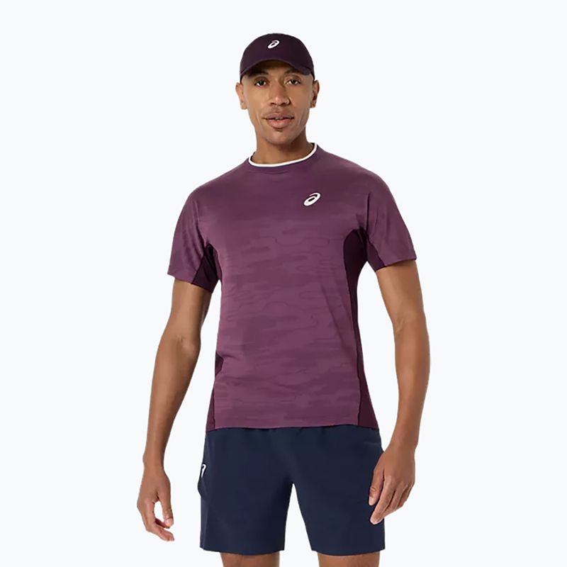Pánske tenisové tričko ASICS Match Jacquard dark aubergine
