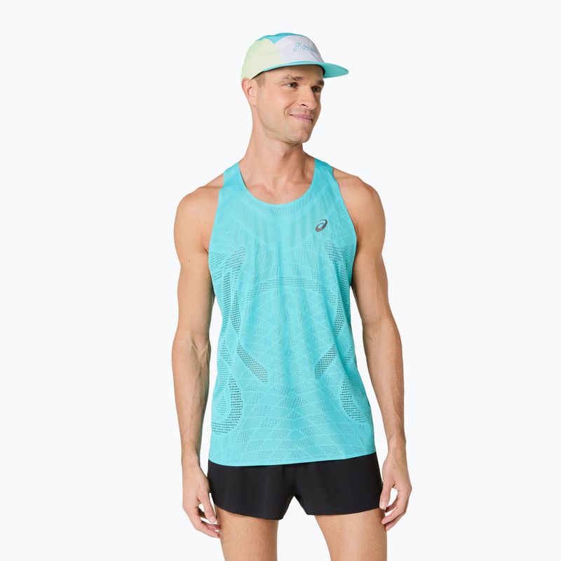Pánska bežecká tričko ASICS Metarun Singlet energy aqua