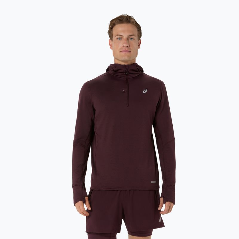 Pánska bežecká mikina ASICS Road Winter Ls Hoodie dark currant