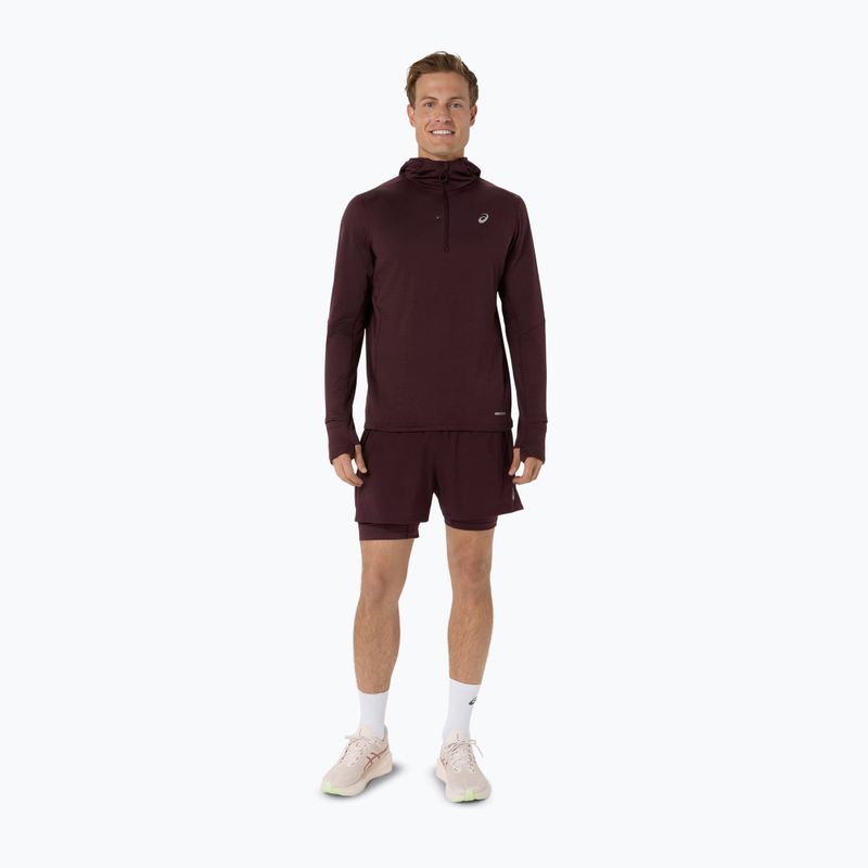 Pánska bežecká mikina ASICS Road Winter Ls Hoodie dark currant 2