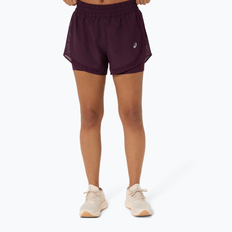 Dámske bežecké šortky ASICS Nagino Run 2-N-1 dark aubergine