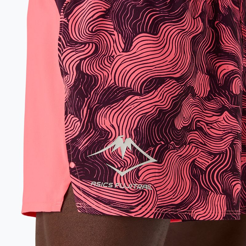 Pánske bežecké šortky Asics Fujitrail All Over Print 5In Short Blazing Coral/Dark Aubergine 6