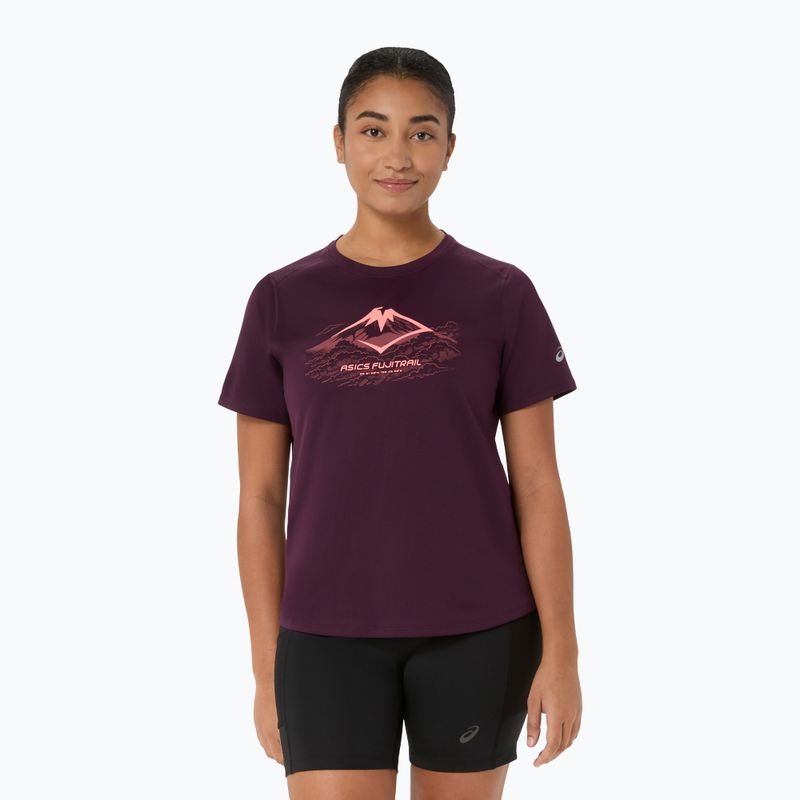 Dámske bežecké tričko Asics Fujitrail Logo Ss Top Dark Aubergine