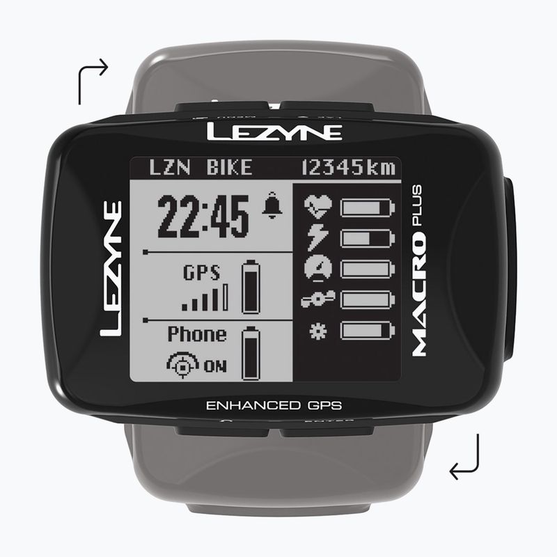 LEZYNE MACRO PLUS GPS HRSC Naložená sada čierna LZN-1-GPS-MACRO-V304-HS cyklopočítač so snímačom kadencie