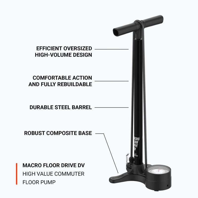 Pumpa na bicykel Lezyne Macro HV Floor Drive ABS 100psi plochá čierna 5