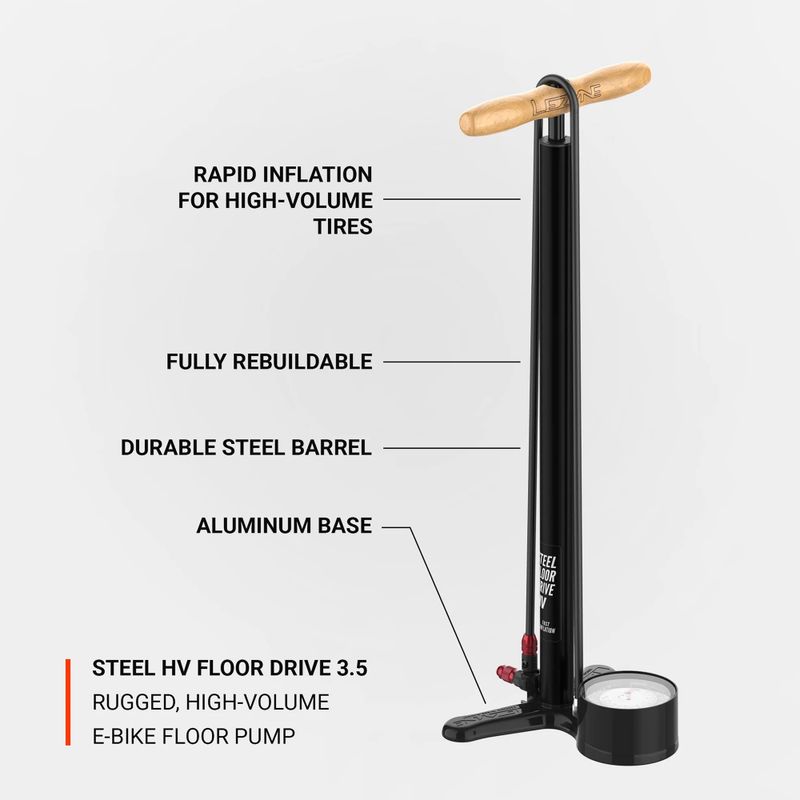 Pumpa na bicykel Lezyne Steel HV Floor Drive 3.5 100psi flat black 3