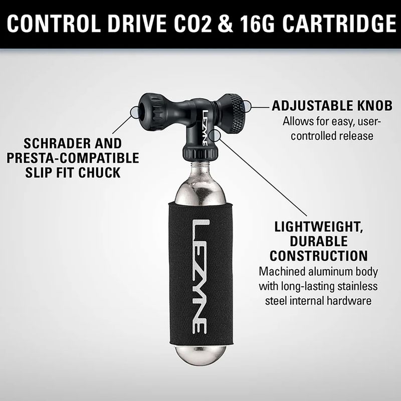 Cyklistická pumpa Lezyne Control Drive CO2 + 1 x cartridge 16 g gloss black 3