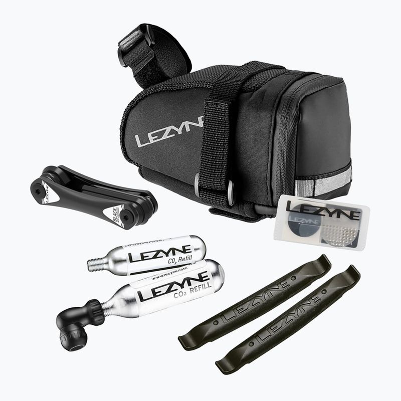 Taška na bicykel pod sedlo + opravná sada Lezyne M-Caddy - Co2 Kit 0,5 l black/black