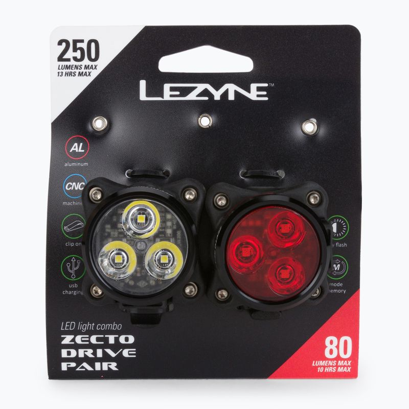 LEZYNE sada svetiel na bicykel ZECTO DRIVE, usb LZN-1-LED-8P-V304
