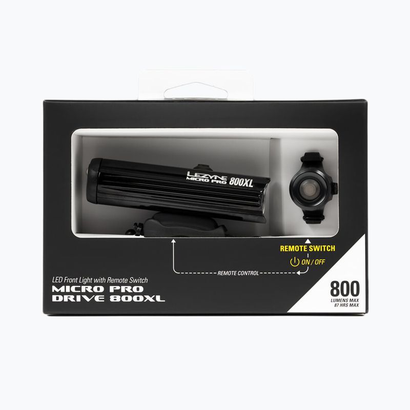Svetlo Lezyne na bicykli predné Micro Drive Pro 800 Xl Remote Loaded čierny lesk 5