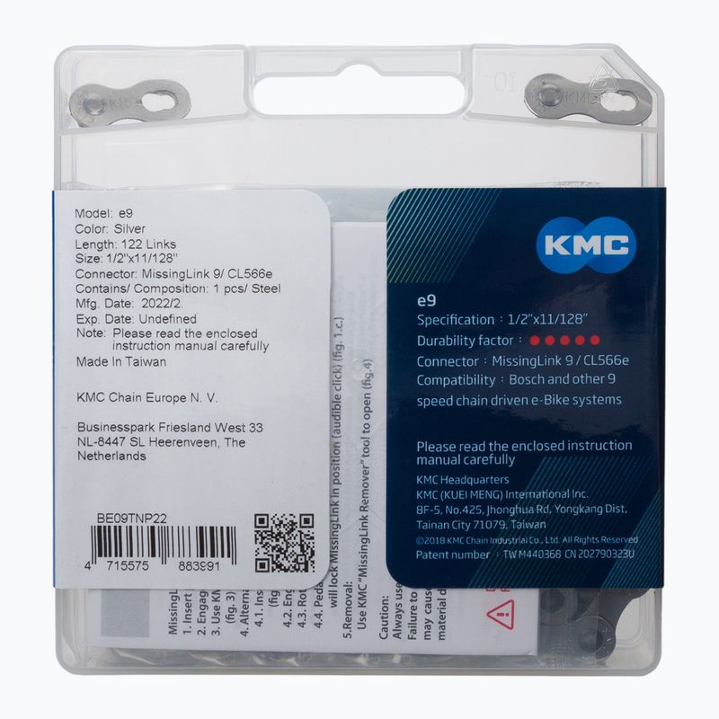 Reťaz KMC e9x122 pre e-Bike strieborná BE09TNP22 2