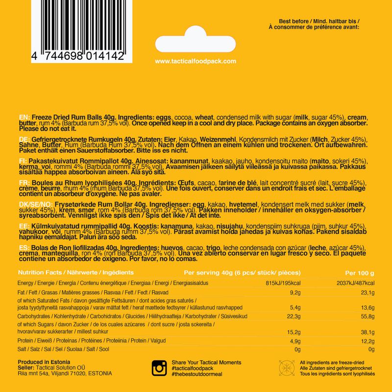 Tactical Foodpack Freeze Dried Rum Balls 40 g 4