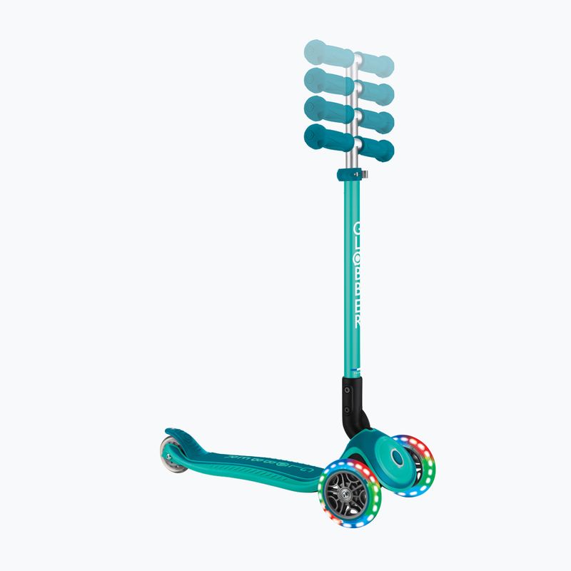 Globber Primo Skladacia kolobežka Plus Lights tmavo smaragdovo zelená detská trojkolka 7