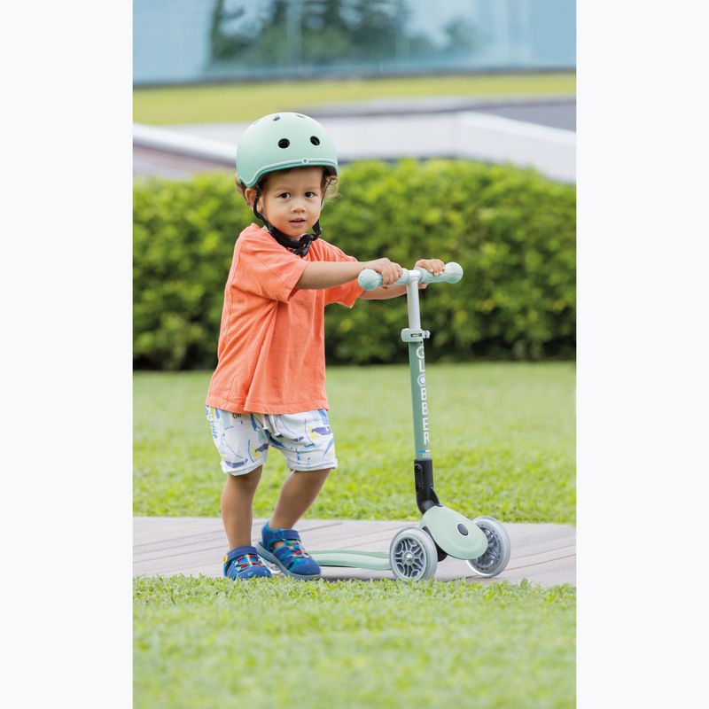 Globber Junior Skladacie svetlá Eco pistáciová detská trojkolka kolobežka 9