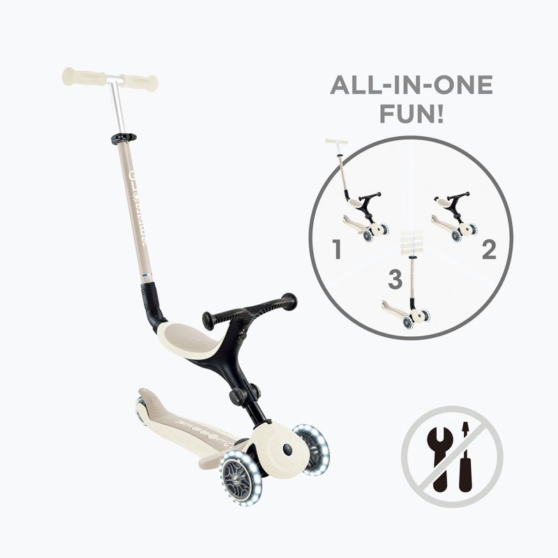 Detská trojkolesová kolobežka Globber Go.Up Active Ecologic Lights coconut 2