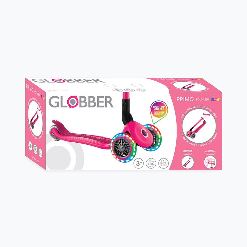 Detská trojkolesová kolobežka Globber Primo Foldable Lights fuchsia 13
