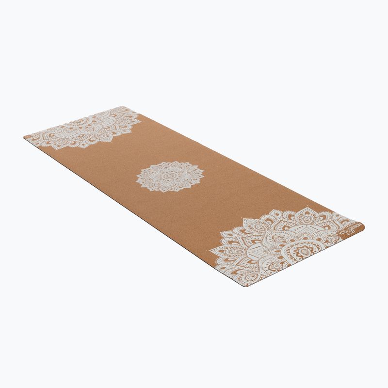 Yoga Design Lab Cork 3,5 mm hnedá podložka na jogu Mandala White