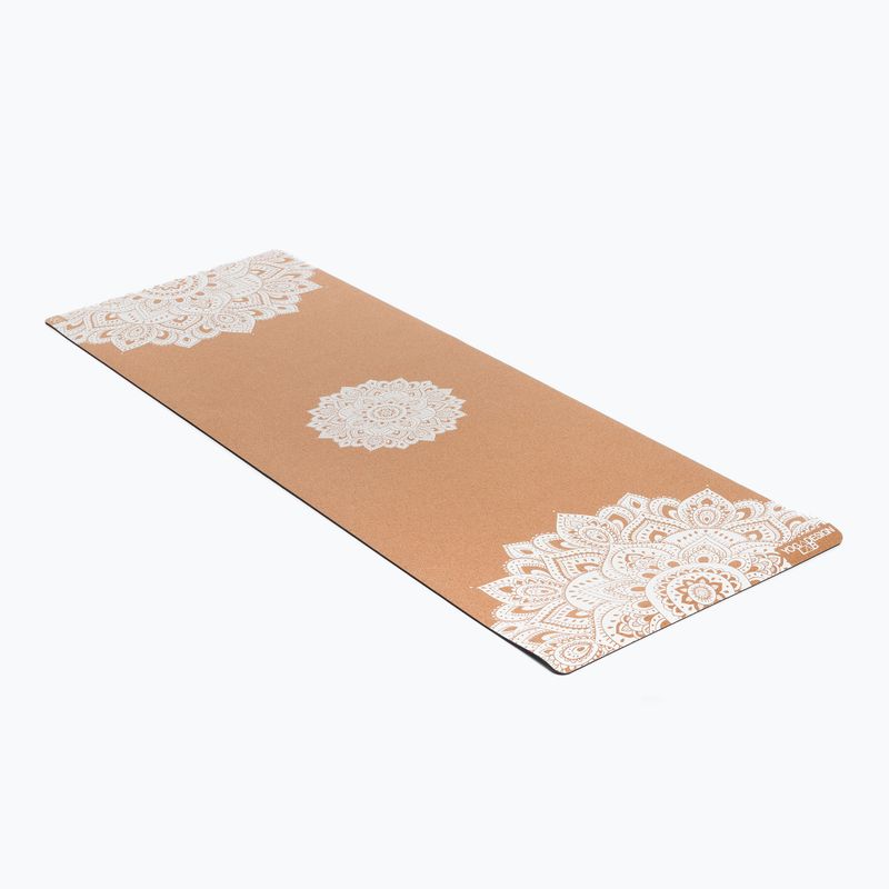 Yoga Design Lab Cork 5,5 mm hnedá podložka na jogu Mandala White