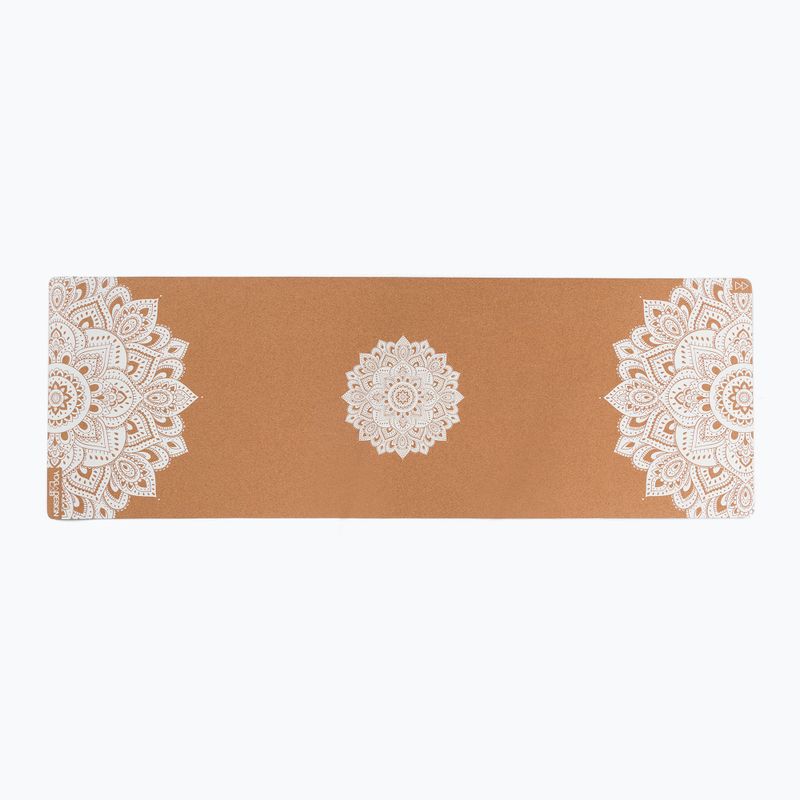 Yoga Design Lab Cork 5,5 mm hnedá podložka na jogu Mandala White 2