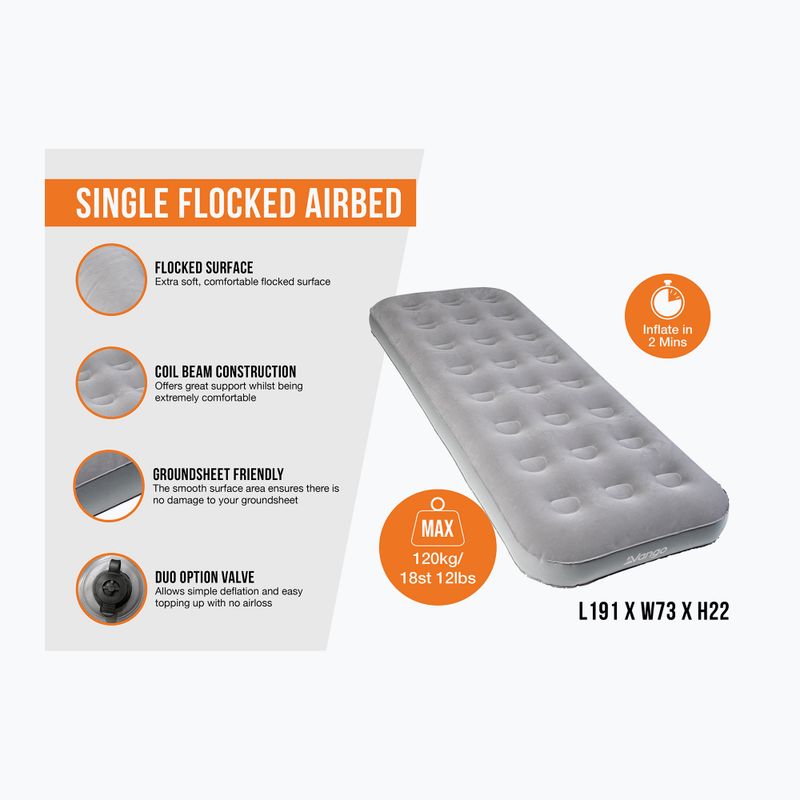 Nafukovací matrac Vango Single Flocked Airbed nocturne grey 2