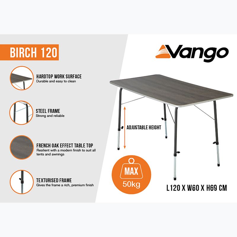 Turistický stôl Vango Bango Birch 120 french oak 4