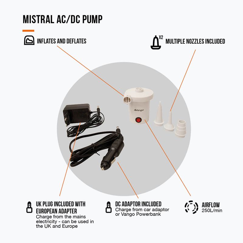 Elektrická pumpička Vango Mistral AC/DC white 3