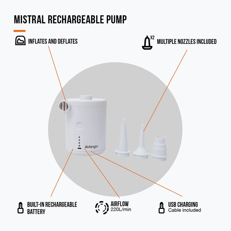 Elektrická pumpička Vango Mistral Rechargeable white 3