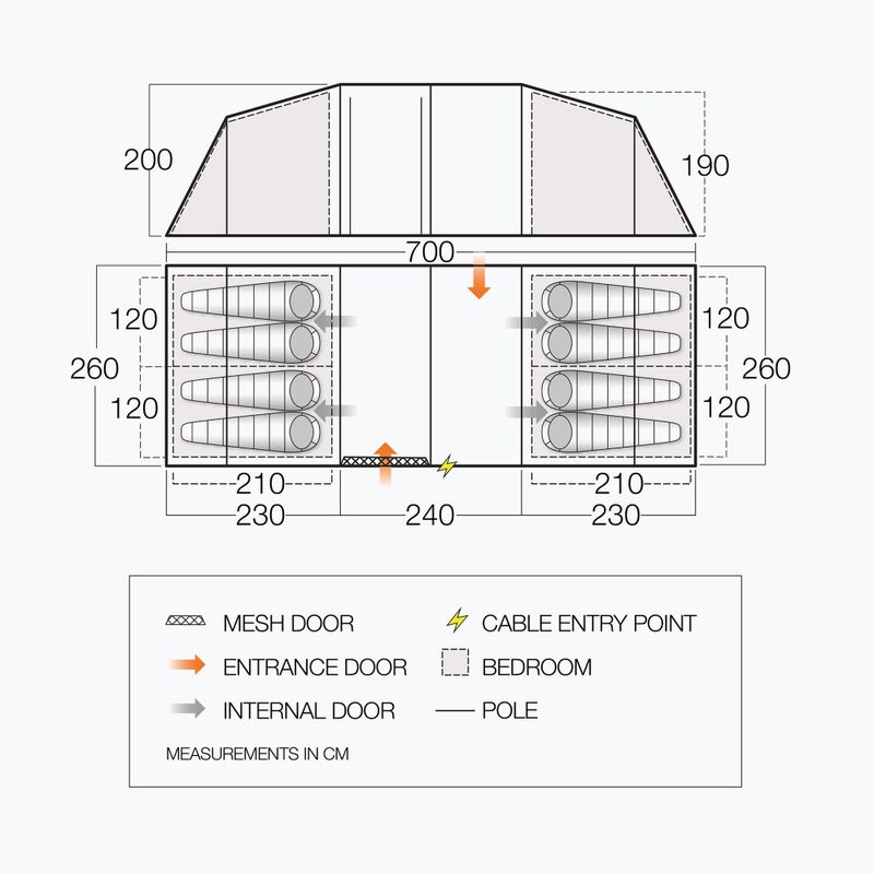 Vango Longleat II 800XL green TESLONGLEH09TAS Kempingový stan pre 8 osôb 2