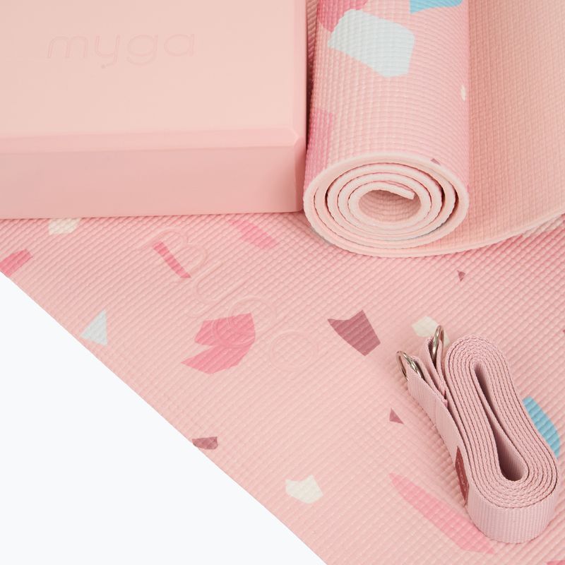 Súprava na jogu Myga Terrazzo Yoga Set mat + block + strap purple 9