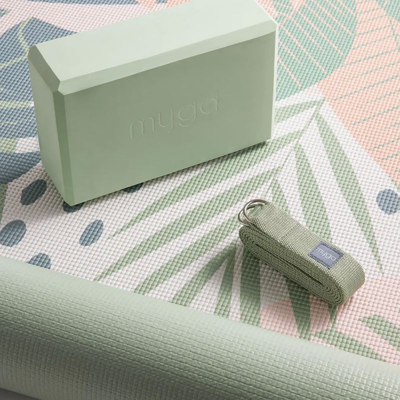 Súprava na jogu Myga Palm Yoga Set mat + block + green strap 5