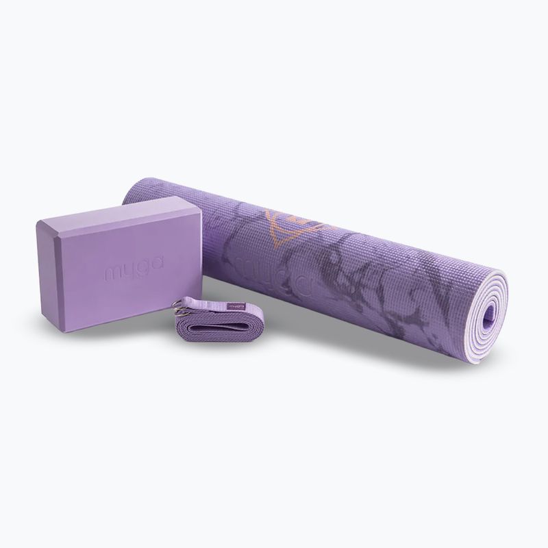 Súprava na jogu Myga Chakra Yoga Set mat + block + purple strap 2
