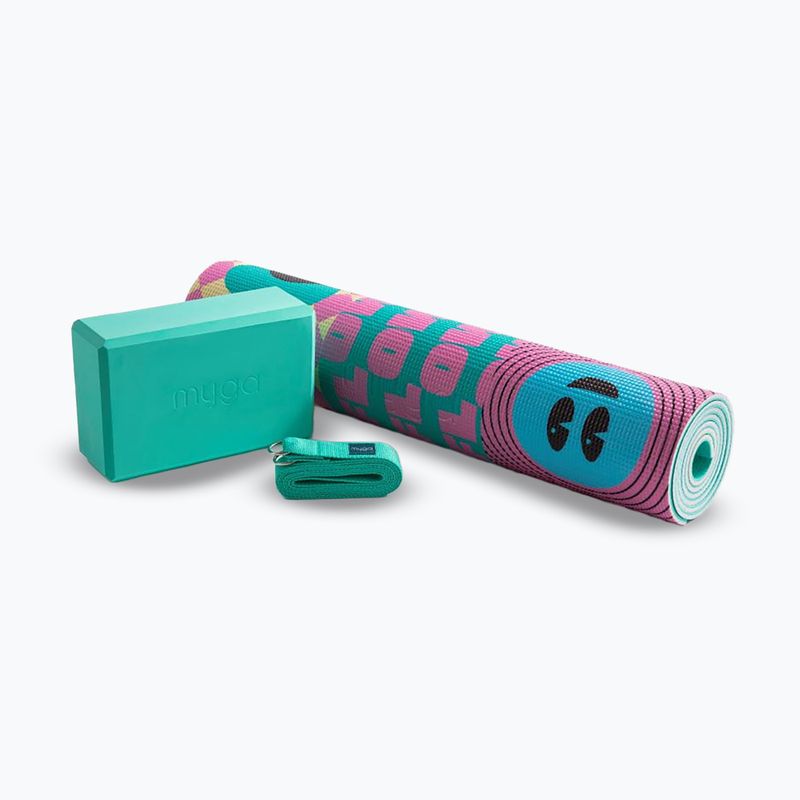 Súprava na jogu Myga Spirit Yoga Set mat + block + turquoise strap 14