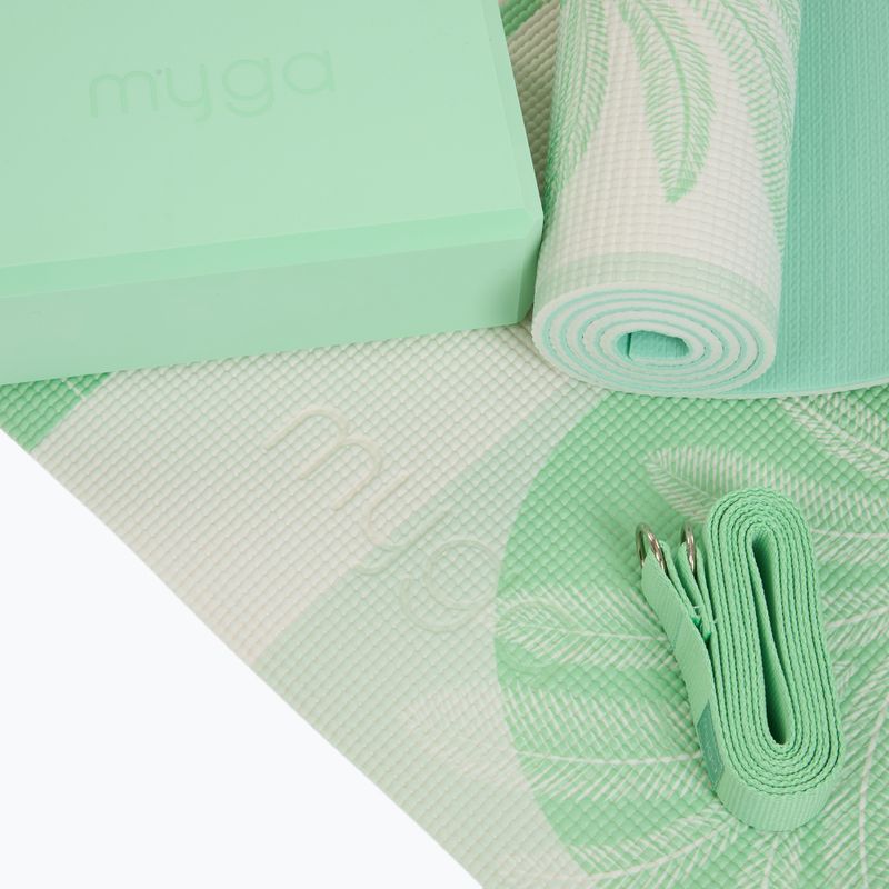 Súprava na jogu Myga Sage Palm Yoga Set mat + block + green strap 9