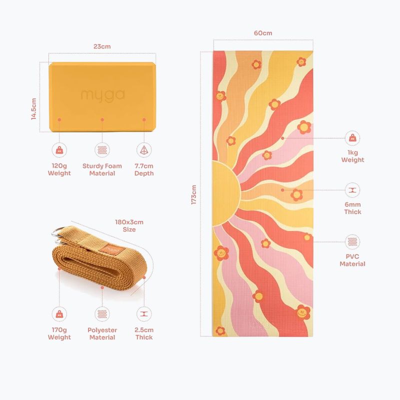 Súprava na jogu Myga Groovy Yoga Set yellow 10