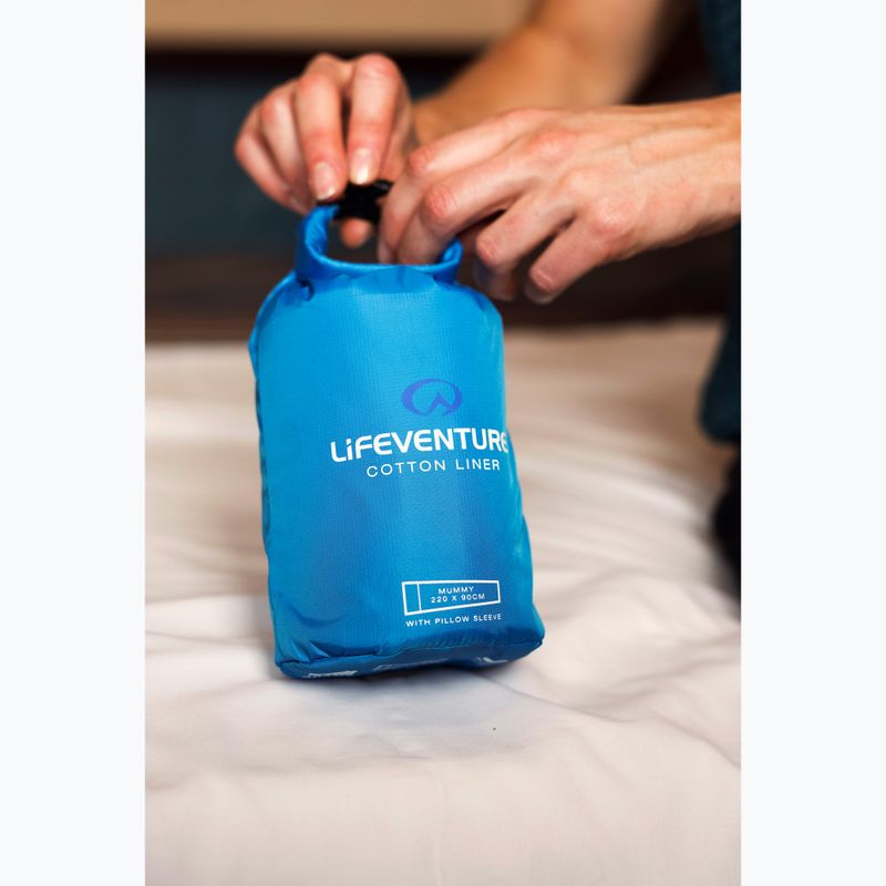 Lifeventure Bavlnená vložka do spacieho vaku Múmia modrá 10