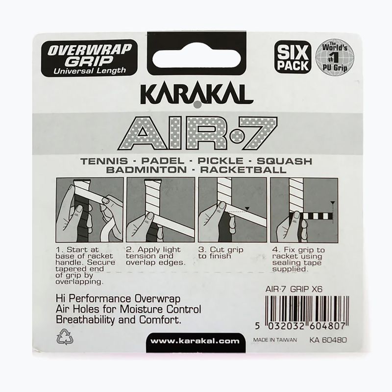 Omotávky na squash Karakal Air 7 Overwrap Grip 6 pack pink 2