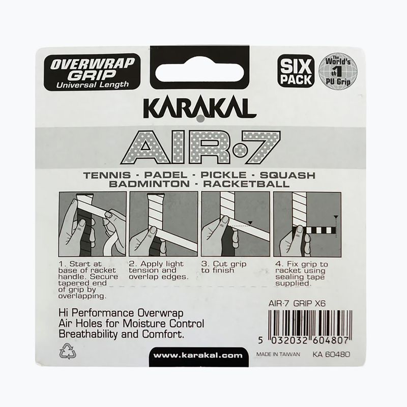 Omotávky na squash Karakal Air 7 Overwrap Grip 6 pack orange 2