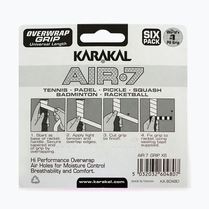 Omotávky na squash Karakal Air 7 Overwrap Grip 6 pack lime 2