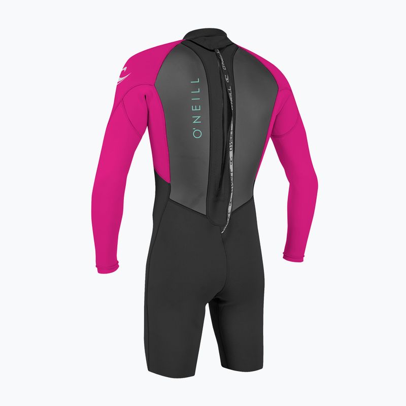 Detský plavecký neoprén O'Neill Youth Reactor-2 2mm Back Zip LS Spring black/berry 2